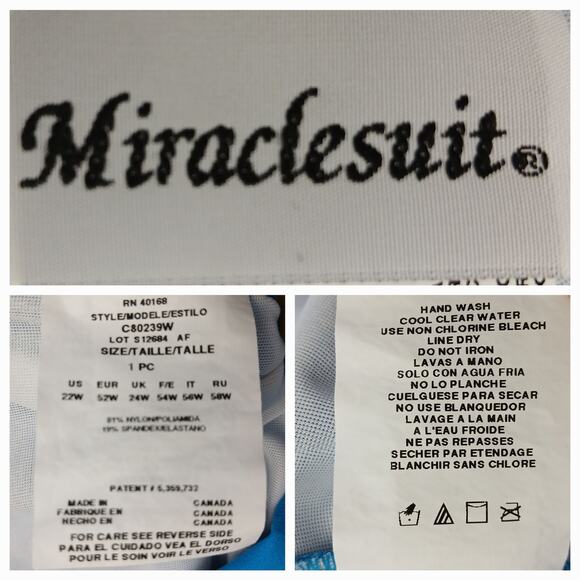 MIRACLESUIT SZ 22W Slimming Swimsuit Tankini Top Plus Size Aqua Style C80239W - Picture 5 of 5